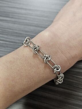 NEW Knot Link Stainless Steel Bracelet - Silver-Tone